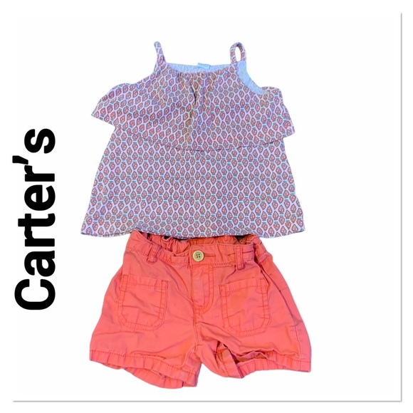 Carter's Other - CARTER’S Coral Ruffled Tank & Shorts Set size 4T